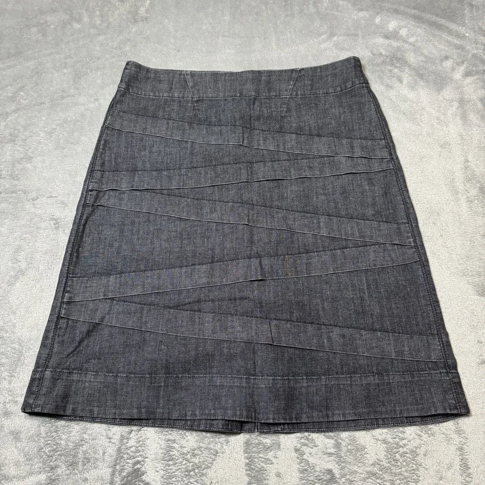 VTG Y2K Nie + Zoe Cross‎ Stripe All Denim Skirt Size 6 Grunge Goth Indie